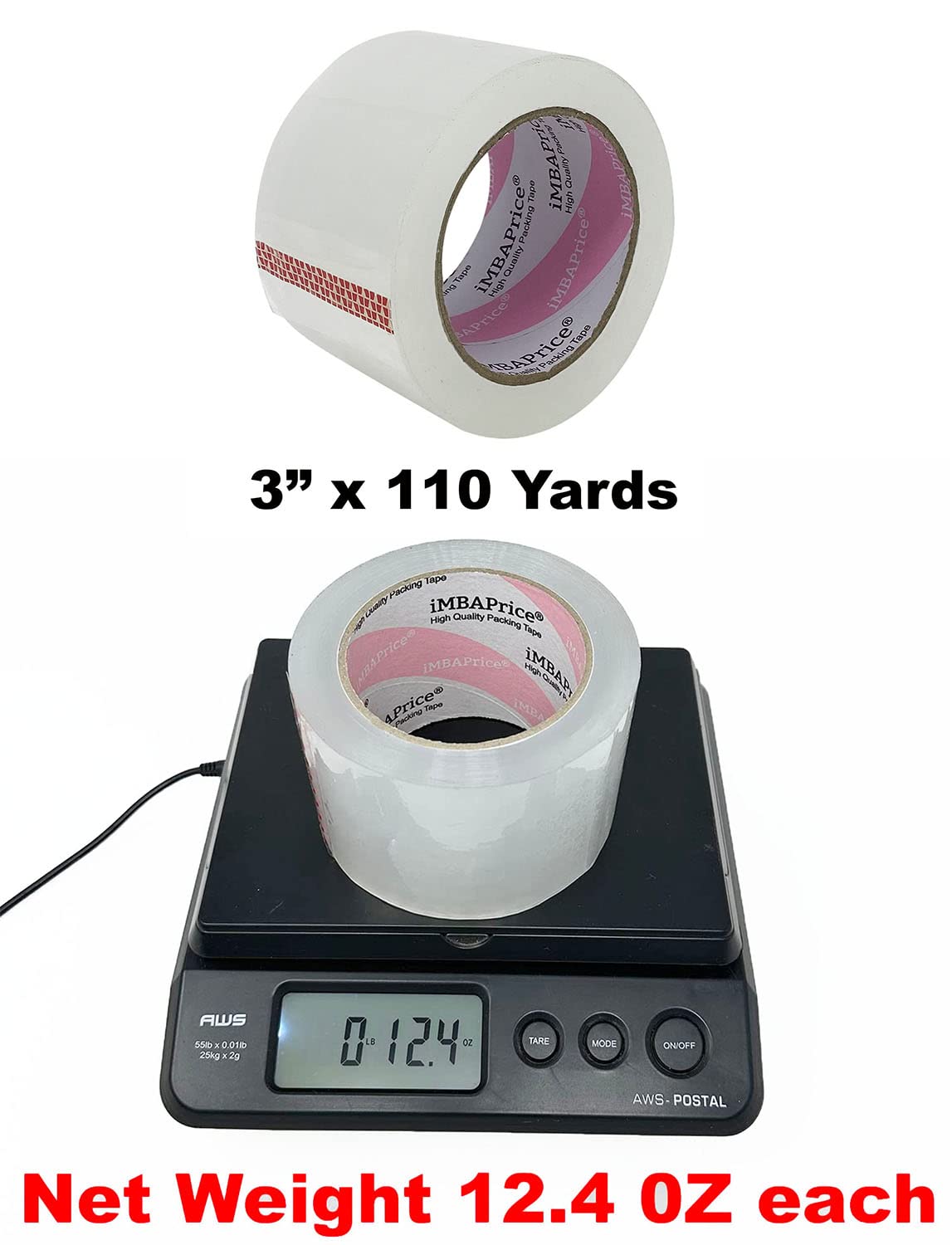 iMBAPrice 3-Inches Clear Packaging Tape, 24 Roll of 110 Yards (24 x 330 Feet) Long 3" Wide Shipping Tape for Box Office Moving Packaging Shipping
