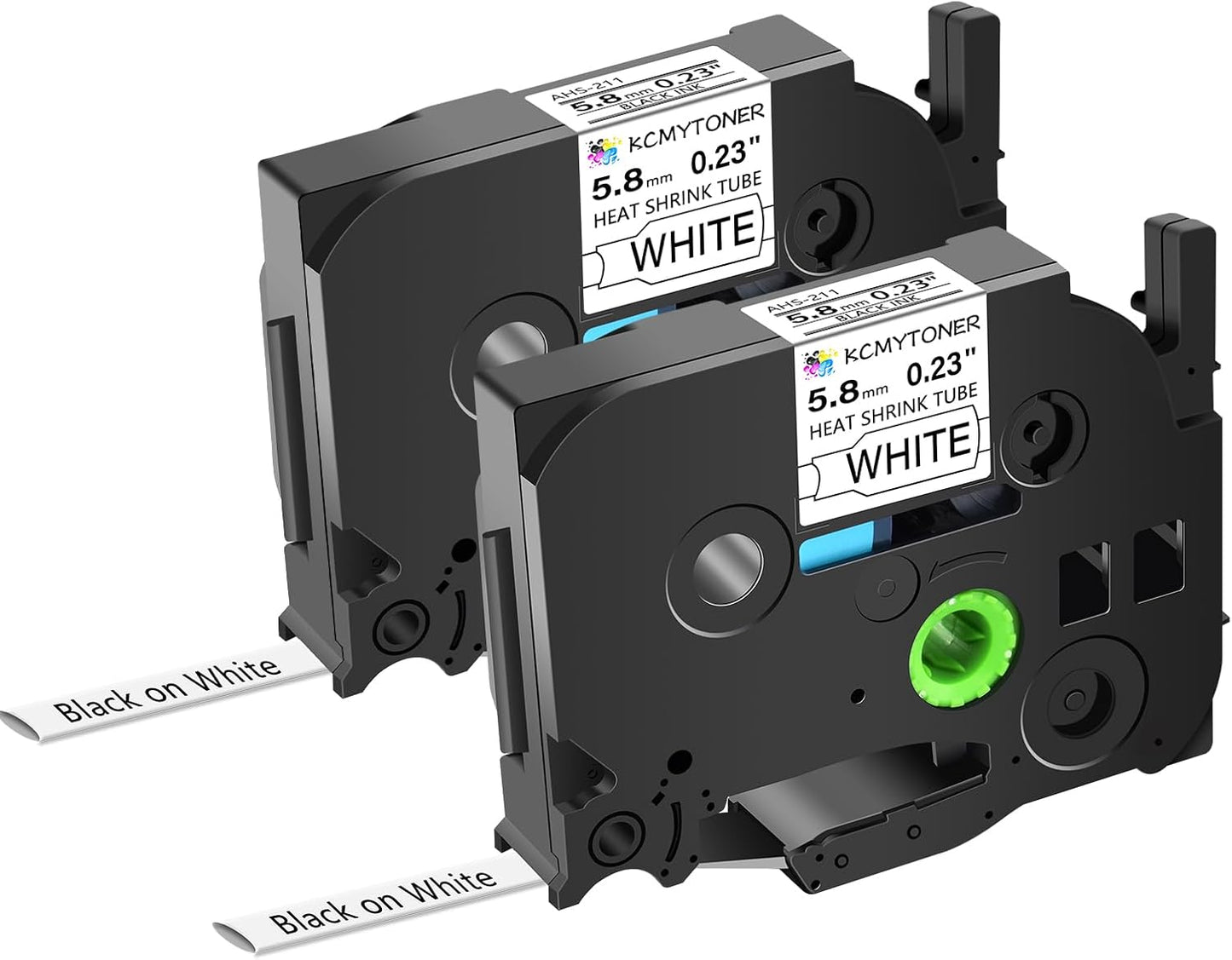 HSe211 HS211 HSE-211 HS-211 Heat Shrink Tubes Label Tape 1/4" (5.8mm) x 4.92 ft Compatible for PTD400 D600 PTH300 PTE300 PTE500 PT-E550W PT-P700 PT-P750WVP, Black on White, 2 Pack