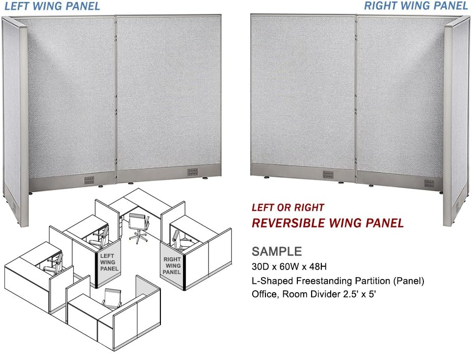 GOF Freestanding L Shaped Office Partition, Large Fabric Room Divider Panel, 36" D x 96" W x 48" H