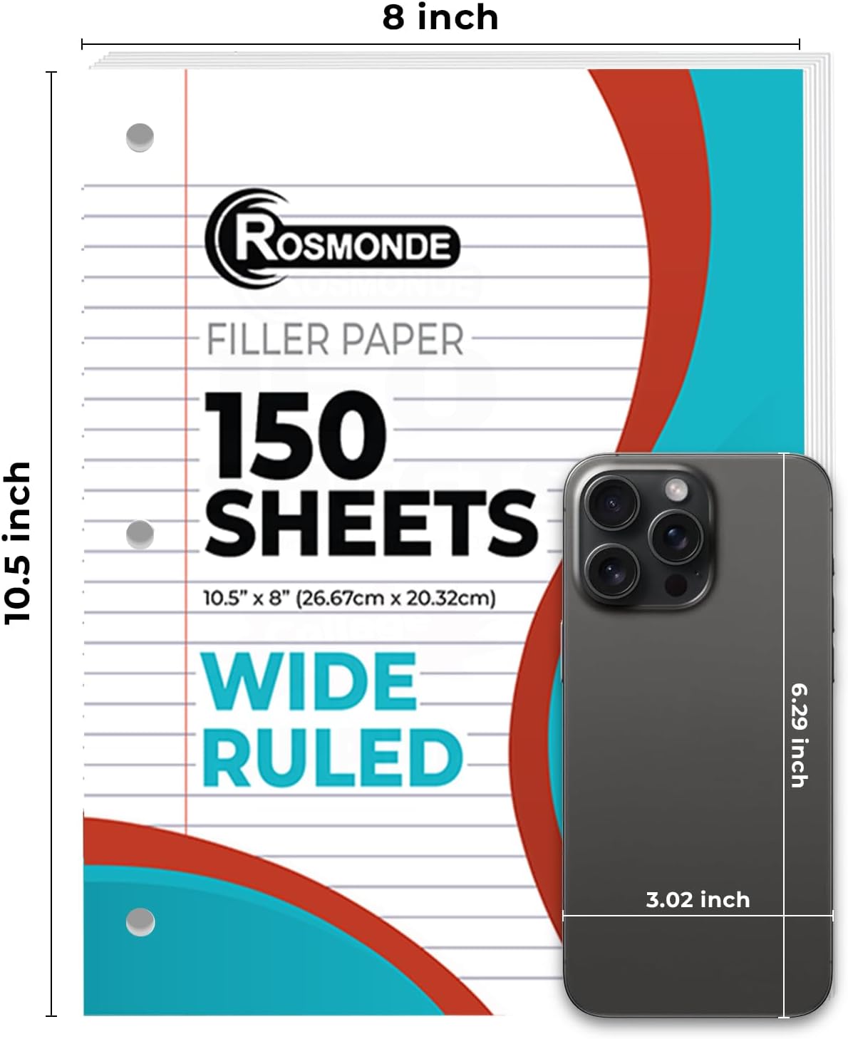 1152 Pack (Pallet) Loose Leaf Paper Bulk, 172800 Sheets, Wide Ruled, Pallet of Filler Paper, 150 Sheets/Pack, 8 x 10.5", 3 Hole Punched, 56 Gsm Thick Sheets, School & Office, 4-7 Days Transit