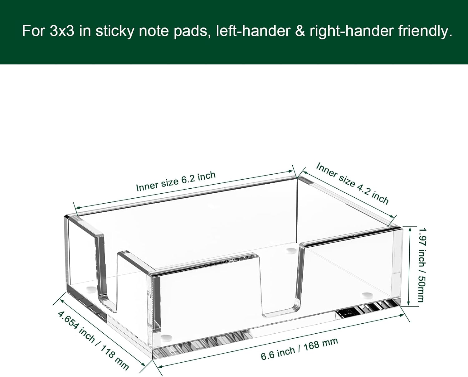 Acrylic Sticky Note Holder, Self-Stick Note Pad Holder W/O Pads - Note Dispenser Memo Pad Holder Desk Organizer for School Office Home (4''x6'' Clear)