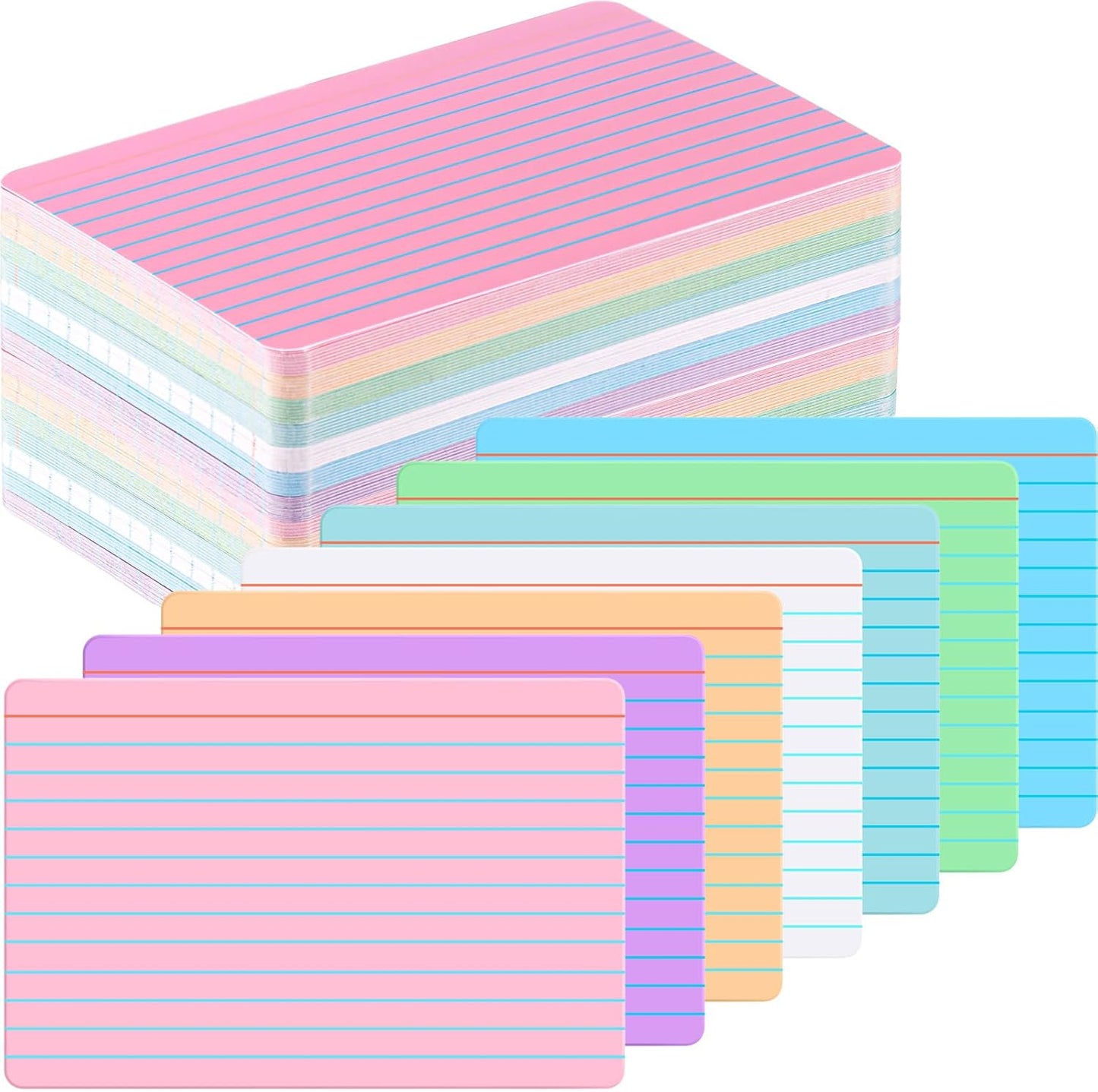 Harloon 100 Pcs Dry Erase Index Cards 4 x 6 Inch Laminated Reusable Dry Erase Note Cards Sheets for Office to Do List (Ruled Candy Color)