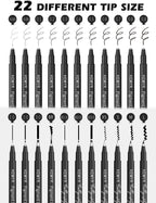 Micro Fine liner Drawing Art Pens Calligraphy Pens: 22 Size Art supplies Waterproof Archival Black Ink Markers For Artists,Use for Professional Watercolor,Sketching,Anime,Manga,Zentangle