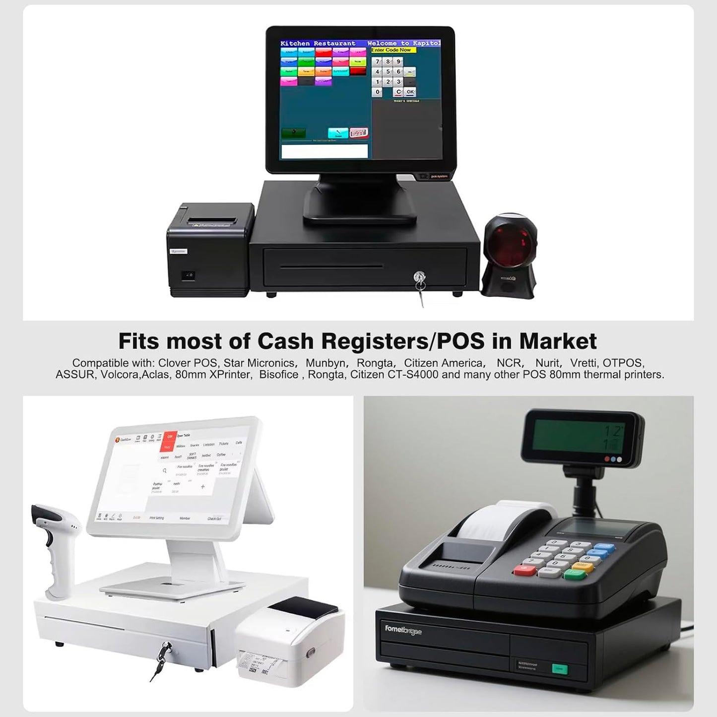 20 Rolls, GOLDEN WIND Thermal Paper Receipt, 3 1/8"x250', Fits most of Cash Registers/POS Thermal Printers. 80 (W)*75mm (Roll diameter).