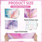 Jumbo Stretchable Book Covers 8PCS Reusable Fabric Book Cover with Label 9x11in Marble Print Protective Sleeve for Hardcover Books Textbook Cover for School Fits Most Book Sizes Up to 10x12.5in