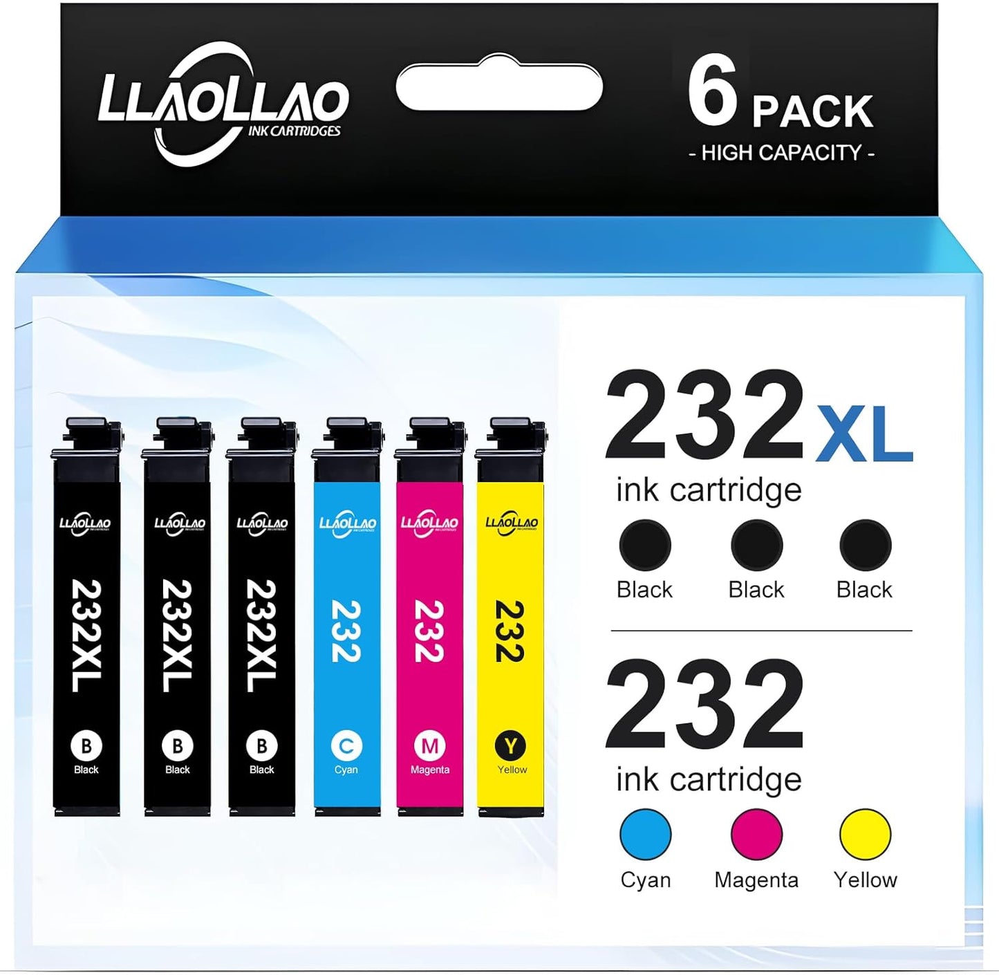 232 Ink Cartridge Remanufactured Replacement for 232xl Ink Cartridges Combo Pack T232 232 Compatible with XP-4200 XP-4205 WF-2930 WF-2950 Printer (3 Black Cyan Magenta Yellow)