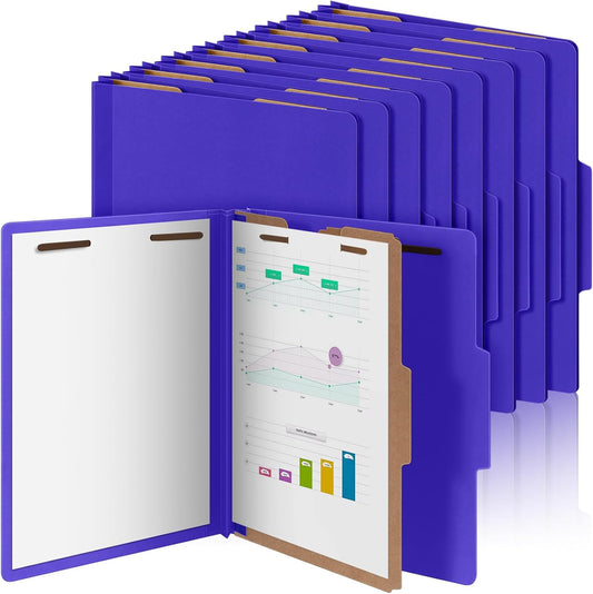 24 Pcs Classification Folders Letter Size, 1 Divider Pressboard File Folder with Fasteners, Expanding File Organizer Bulk for Teachers, Clergy, Office, Church, Christmas Donations (Purple)