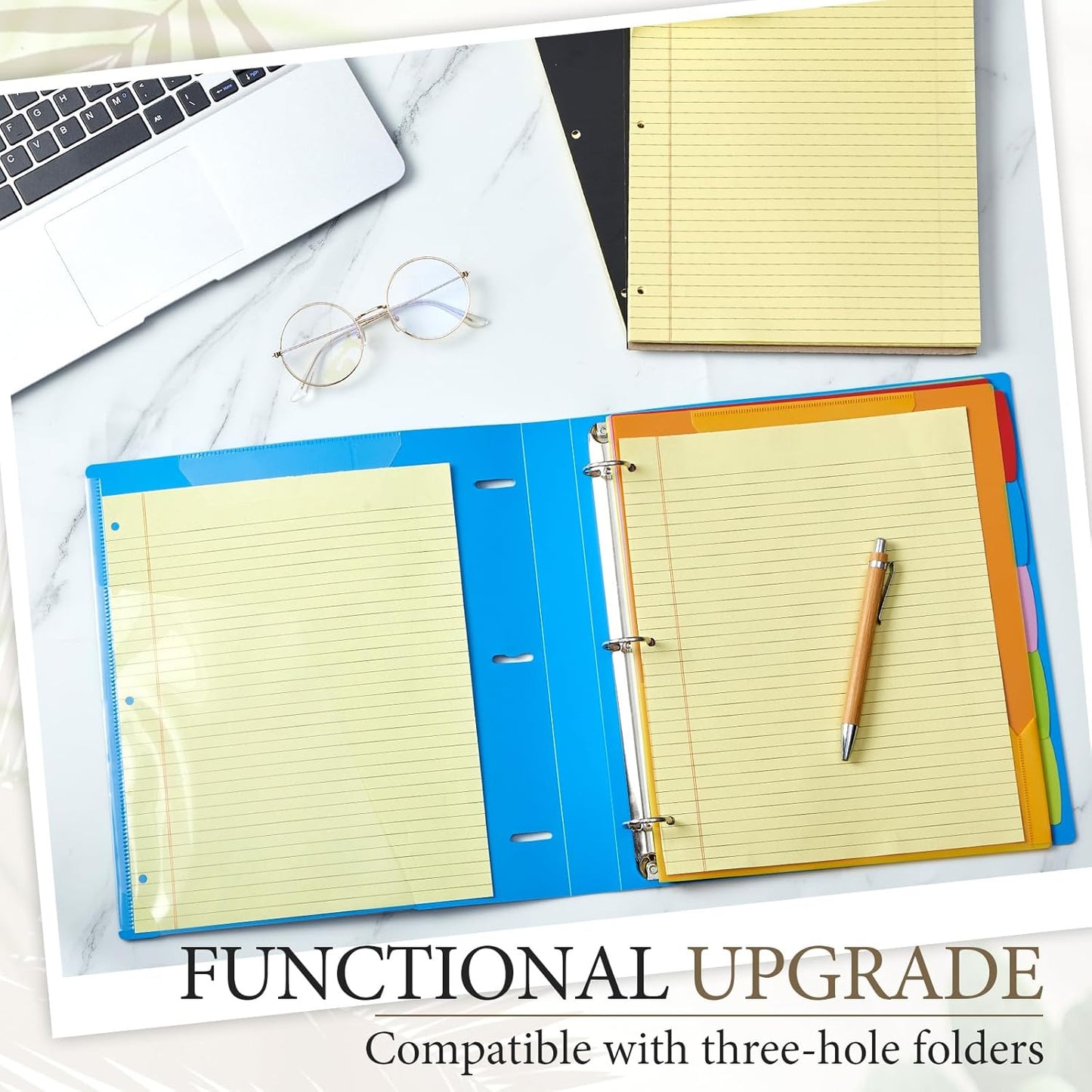 10 Packs 8.5" x 11" Top Spiral Notebook with 3 Hole Punched Legal Pads College Ruled Notepad 50 Sheets Hard Cardboard Paper Wirebound Notepad for Office School Business (Yellow)