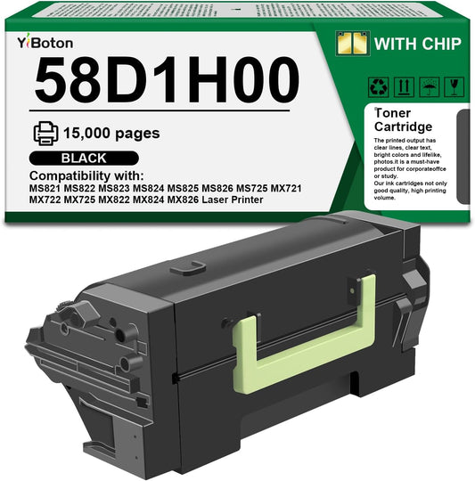 High Yield 58D1H00 Black Toner Cartridge Compatible with Lexmark 58D1H00 58D0HA0 58D0H0G 58D1H0E Toner Cartridge for MS725 MS821 MS822 MS823 MS824 MS825 MS826 MX721 MX722 MX725 MX822 MX824 Printer