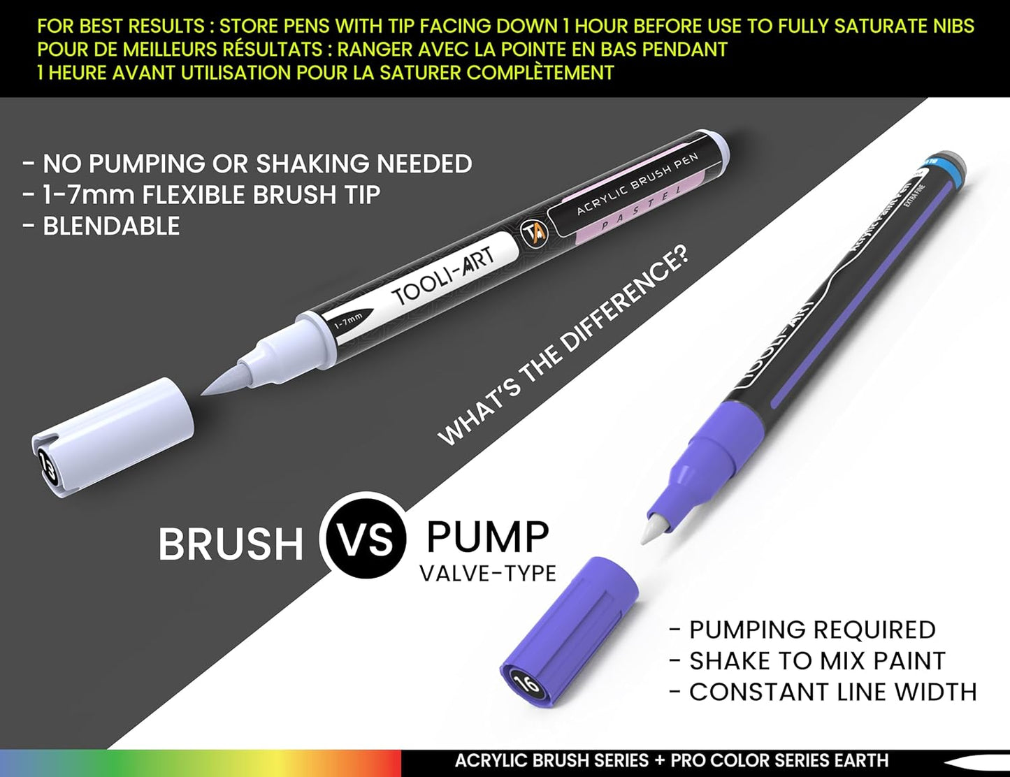 36 Flexible Brush Tip Acrylic Paint Pens Markers Set 1-7mm Line for Rock Painting, Brush Lettering, Scrapbooking, Glass, Mugs, Wood, Metal, Canvas, Fabric, Plastic. Non Toxic Waterbased Quick Drying