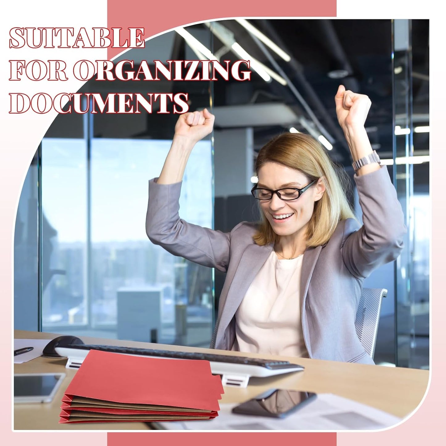 24 Pcs Classification Folders Letter Size, 2 Pocket Dividers Pressboard File Folder with Fasteners, Expanding File Organizer Bulk for Teachers, Clergy, Office, Church, Christmas (Red)