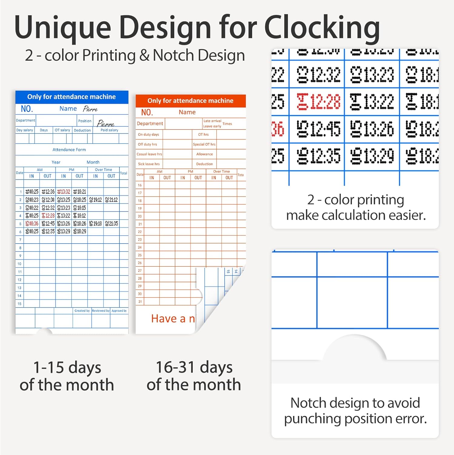 Time Clocks for Employees Small Business, Auto-Align Time Clock, 6 Punches per Day Time Machine, Clock in Machine for Employees with Time Cards, 2 Ink Ribbons and White with 50 Cards