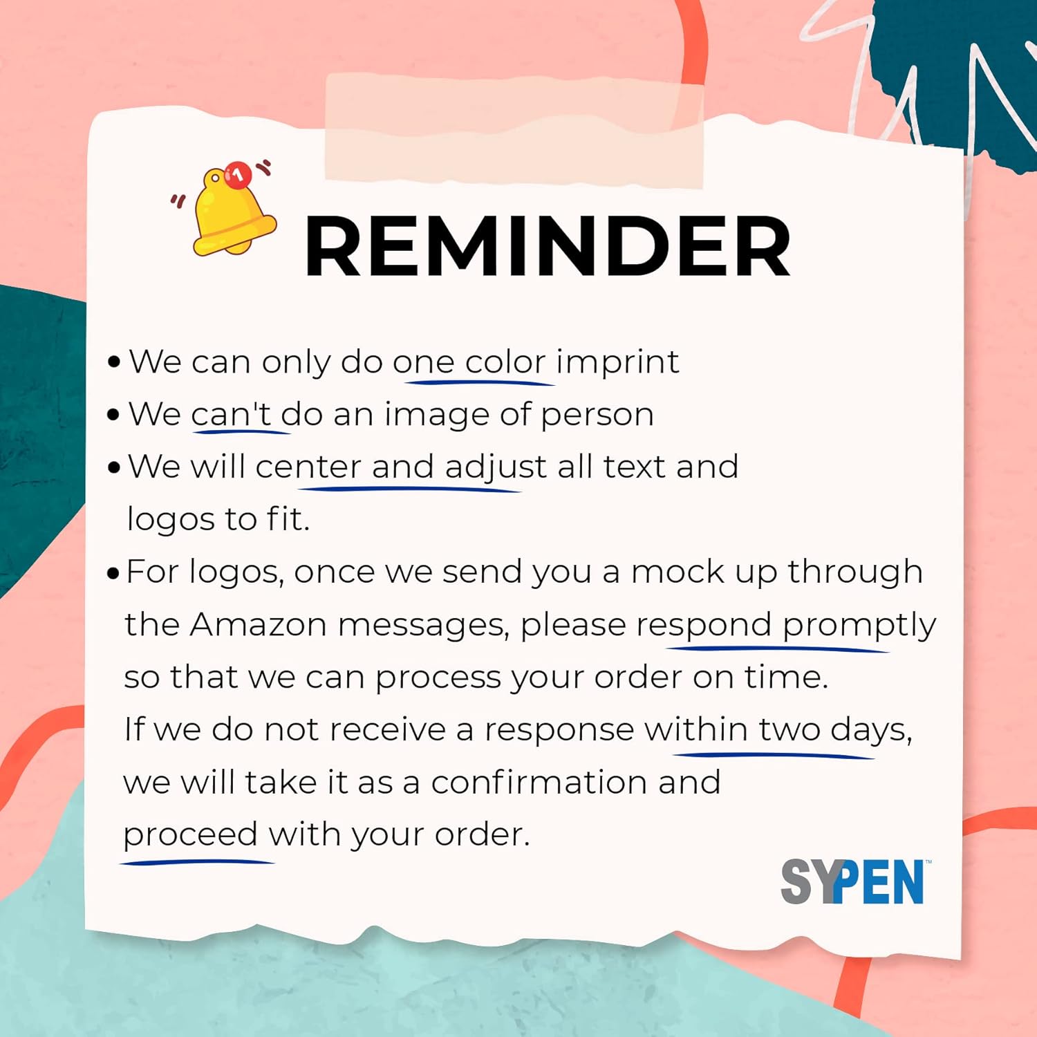 Personalized Click Stick Pens With your Custom Logo or Text-300 Pack Bulk-for Businesses, Parties, and Events, Custom Printed Retractable Slim Ballpoint Pens, Teal, Black Ink