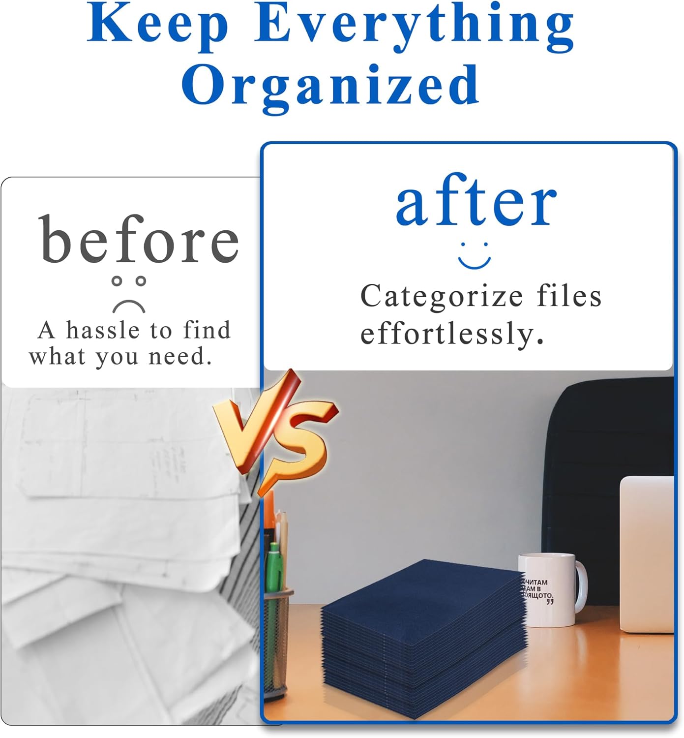 Zzrywuty 100 Packs Paper Folders with Pockets for Students,Businessmen and Office Workers,Letter Size,Two Pocket Folders with Card Slot for School Supplies,Office,Business (Royal Blue)