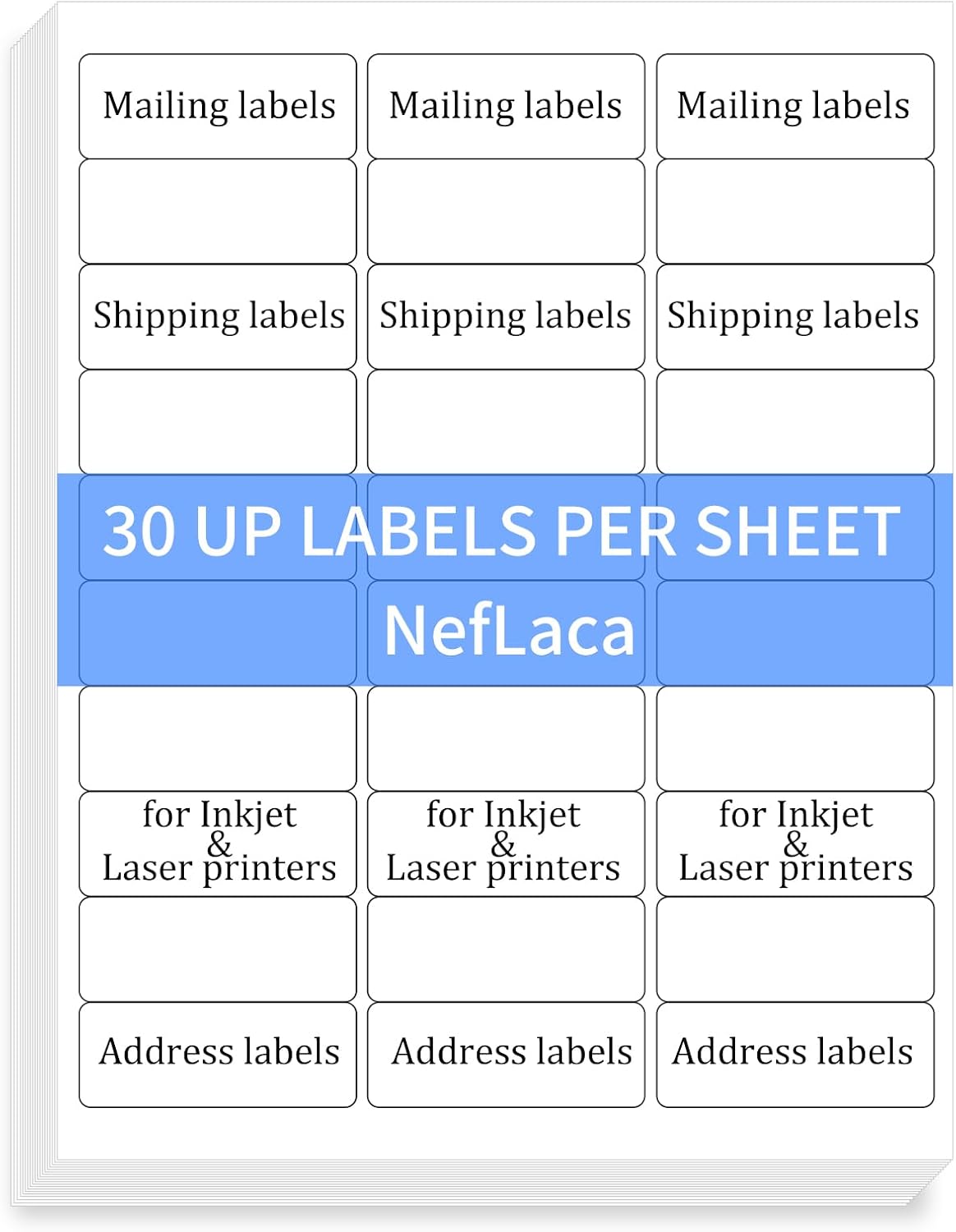 1" x2-5/8 Shipping Address Labels, Blank Mailing Labels, 30-UP White Self-Adhesive Name Tag Stickers for Inkjet and Laser Printer [50 Sheet 1500 Labels]