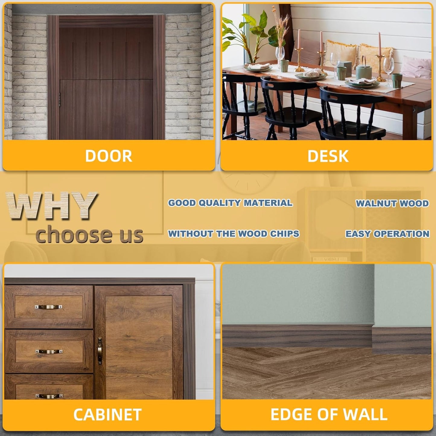 GSCIT Club Walnut Wallpaper, 2.4 inch X 25ft Self Adhesive Wood Grain Repair Tape Walnut Repair Patch for Tables, Chairs, Baseboards, Doors, Windows, Floors, Handicraft DIY.