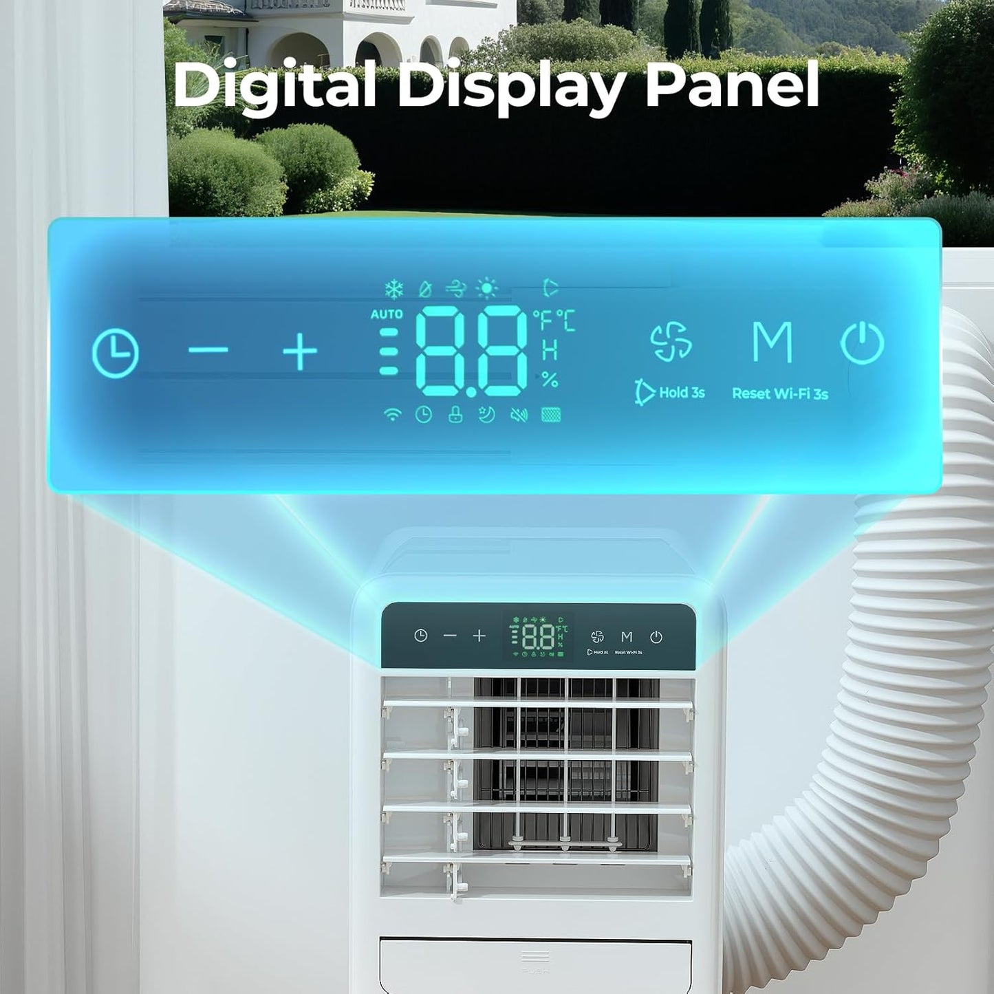 12,000 BTU Portable Air Conditioner, 3-IN-1 Smart AC Unit with Fan/Dehumidifier/Drainage-free Cooling, APP/Voice/Remote/Touch, 47 dB, Sleep Mode, Window Installation Kit, 24H Timer for Home/Office