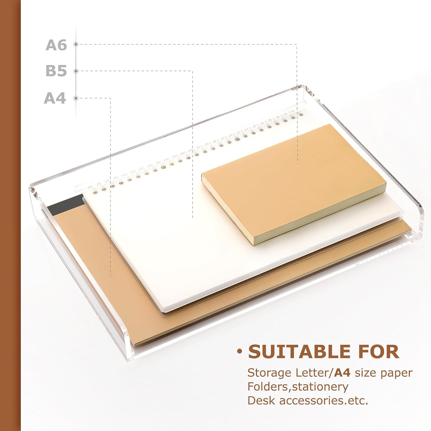 2 Pack- Stackable Paper Letter Tray, A4 File Tray Desk Organizer, Acrylic Desk Organizers and Accessories Sorter, Clear Workspace Office Supplies Organizers, 12.4inx8.86inx3.46in