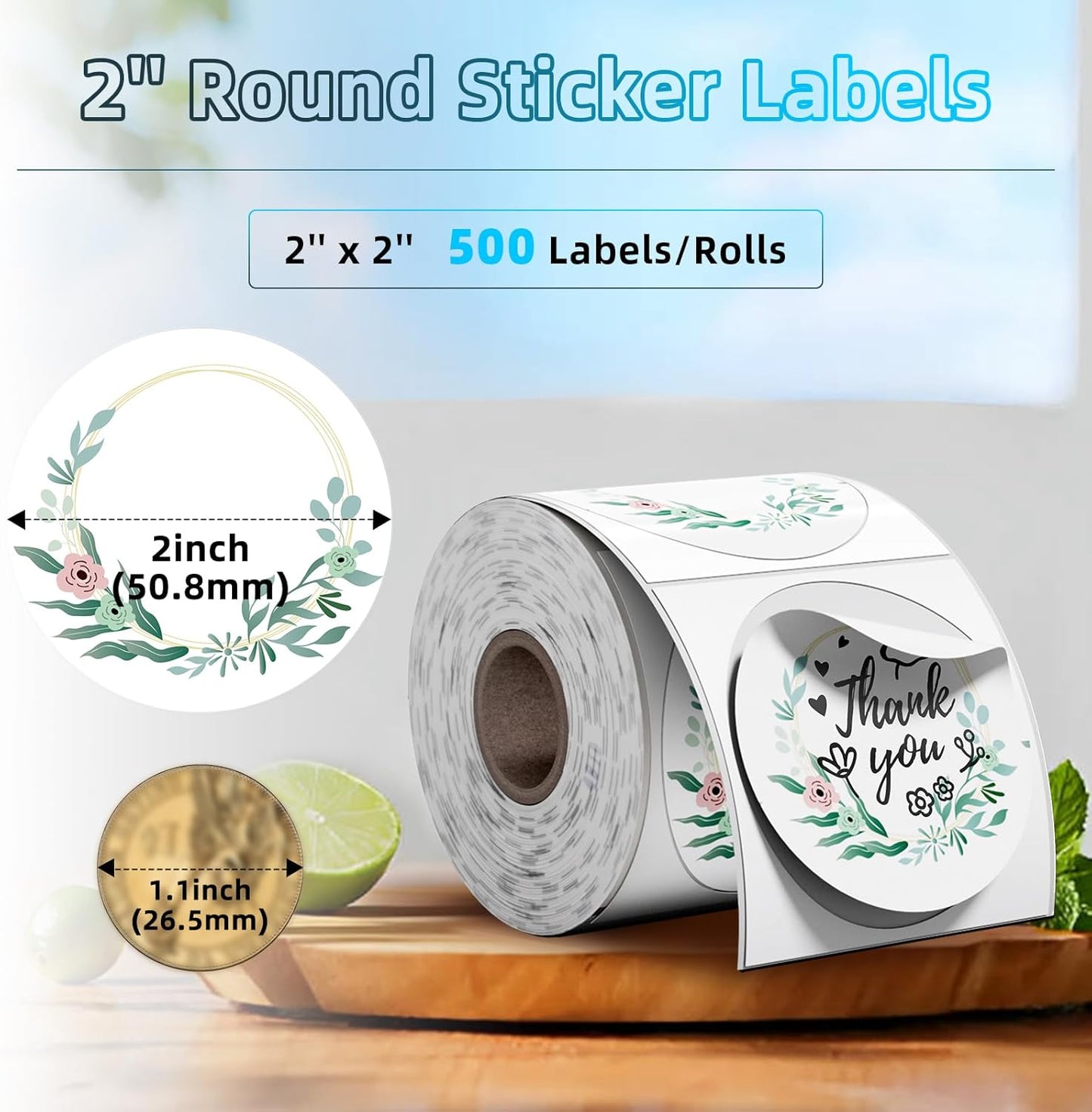 2x2 Round Thermal Labels A