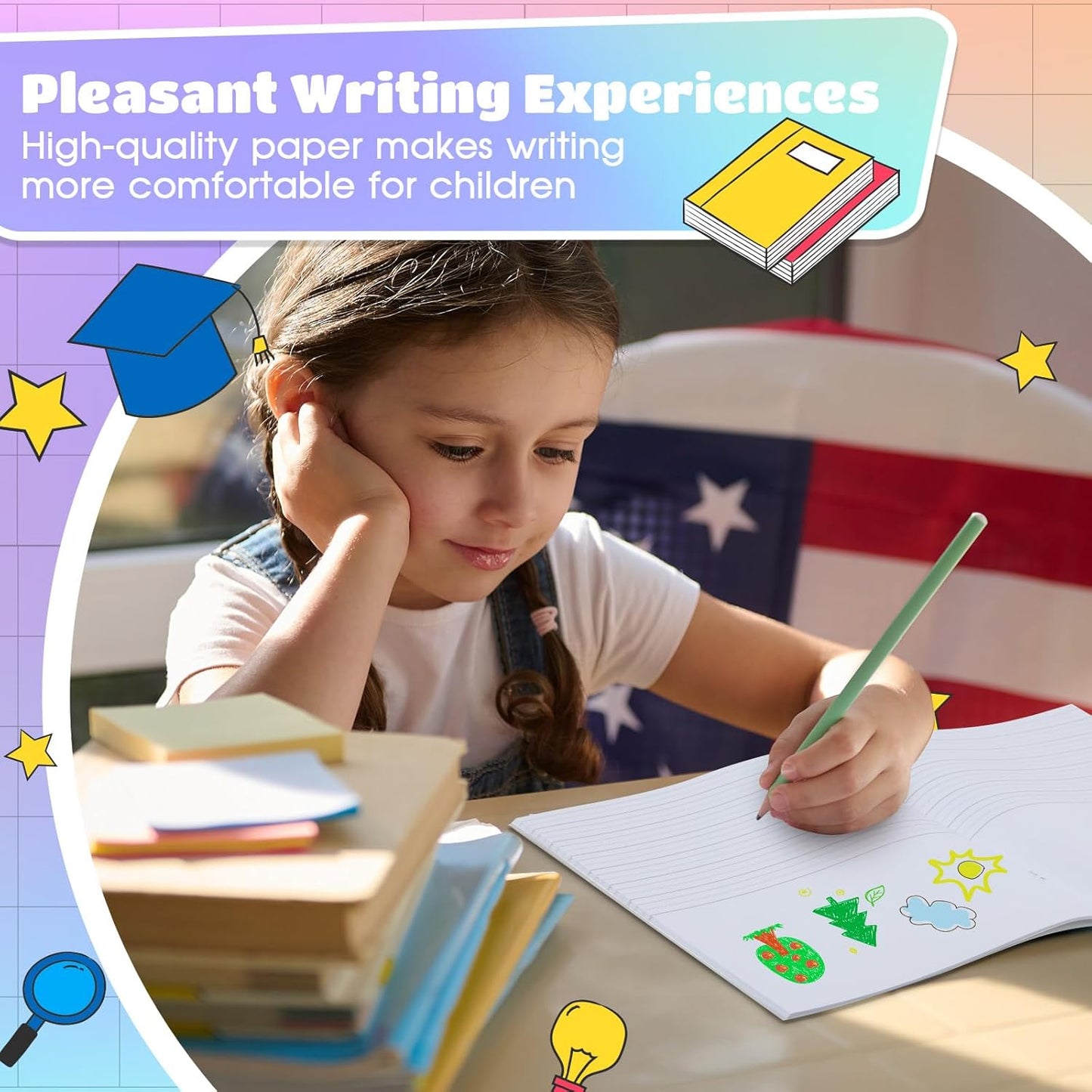 Henoyso 12 Pcs Primary Composition Notebook K-2 9 3/4 x 7 1/2 Inch Primary Journal, Back to School Supplies, Bulk Blank Writing Book for Kid to Write Draw Journal 60 Page Notebooks (Color Gradient)