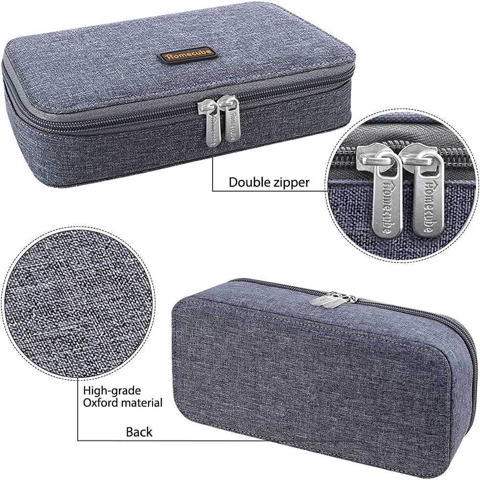 Homecube Pencil Case Large Capacity Pen Marker Holder Pouch Box Makeup Bag Oxford Cloth Big Storage Stationery Organizer with Zipper for School Office - Dark Gray