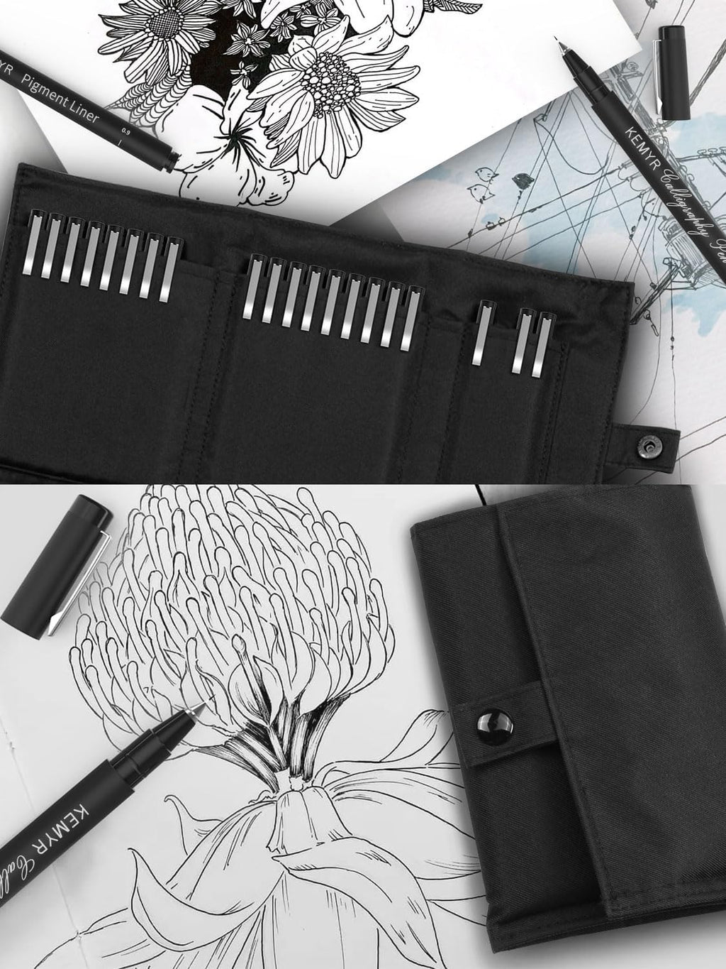 Micro Fine liner Drawing Art Pens Calligraphy Pens: 22 Size Art supplies Waterproof Archival Black Ink Markers For Artists,Use for Professional Watercolor,Sketching,Anime,Manga,Zentangle