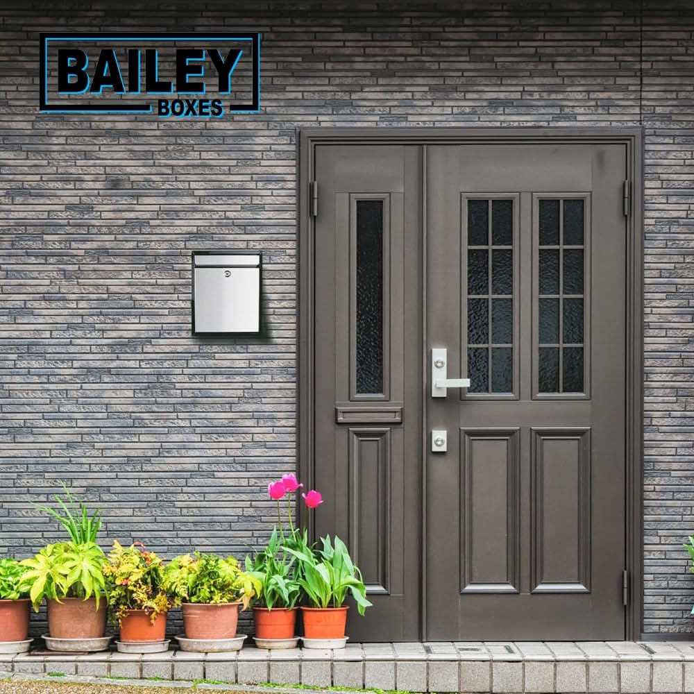 Modern Wall Mounted Locking Small Architectural Mailbox from Bailey Boxes - 12.25" H x 10.25" W x 3.5" D - The Murphy