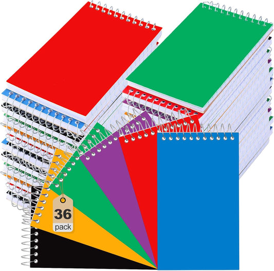 36 Pcs Small Pocket Notebooks 3 x 5 Inch Mini Memo Spiral Notepads Top Bound College Ruled Lined Note Pads for Back School Office Journaling Noting, 75 Sheets/Pad (Fresh Color)