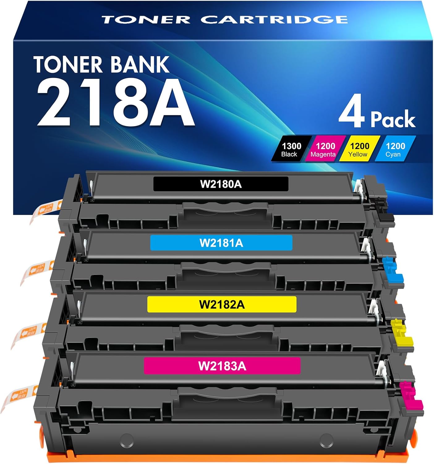 218A 218X Toner Cartridges 4 Pack 3301dw Compatible Replacement for HP 218A 218X Color Laserjet Pro MFP 3301fdw 3301cdw 3201dw 3301sdw Printer High Yield Ink Set W2180A (Black Cyan Yellow Magenta)