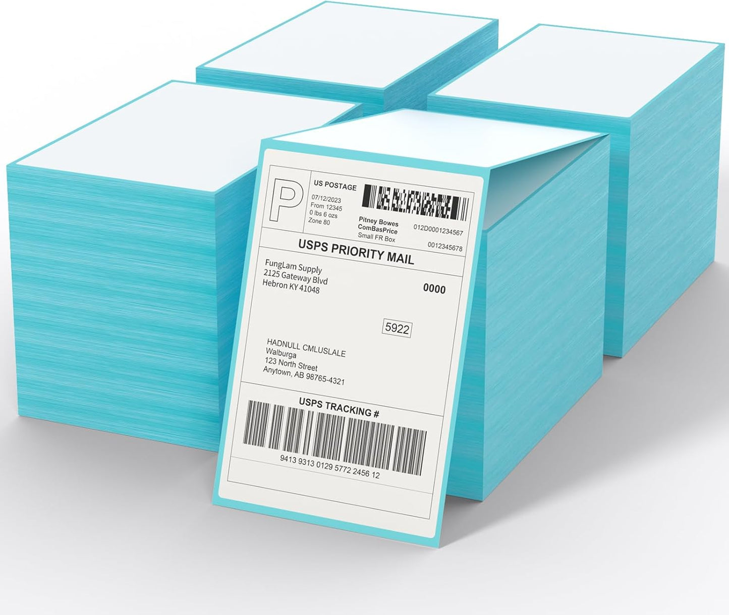 FungLam Direct Thermal Shipping Labels - 4x6 Thermal Labels Fanfold - Perforated and Strong Adhesive - 10000 Labels (1000 Labels per Stack, 10 Stacks)