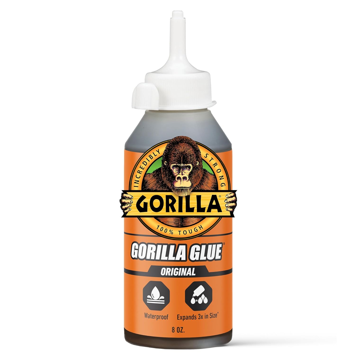 Gorilla Original Gorilla Glue, Brown, Waterproof Polyurethane Glue, 8 Ounce (Pack of 1) - Expands Into Materials, All Purpose