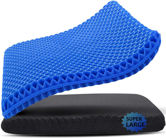 Gel Seat Cushion, 19x19inch Super Large Gel Cushion Pressure Pain Relief Seat Cushion for Long Sitting, Soft Breathable Gel Chair Pads for Home Office Wheelchair Car Seat (Blue)