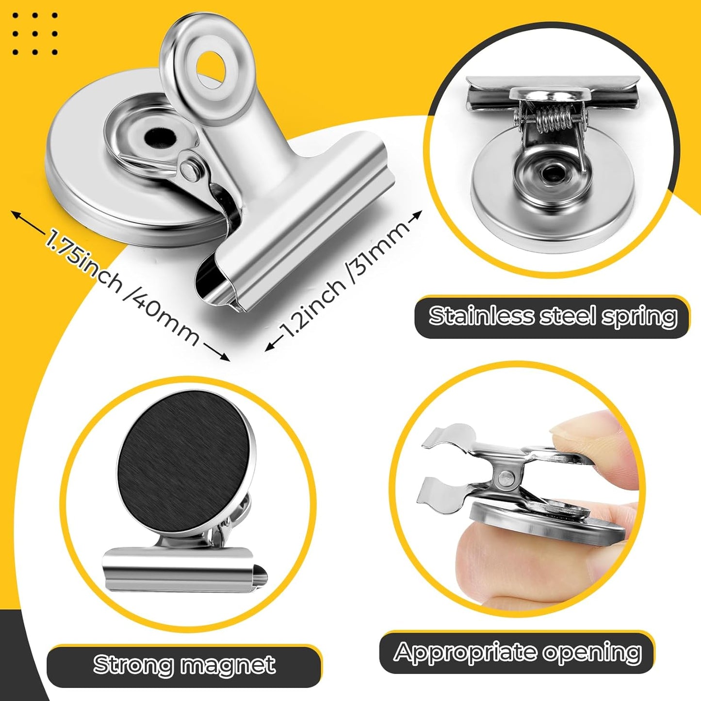 20 Pack Fridge Magnet Refrigerator Magnets, Strong Magnetic Clips, Heavy Duty Clip Magnets for Photo Displays, Whiteboard Magnets for Home, Office, Classroom