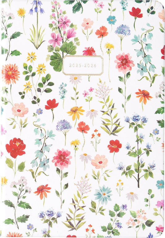 2025-2026 Eccolo 18 Month Bound Planner, Monthly & Weekly Pages (5.25 x 7.75" - July 2025 to Dec 2026 - Watercolor Flowers)