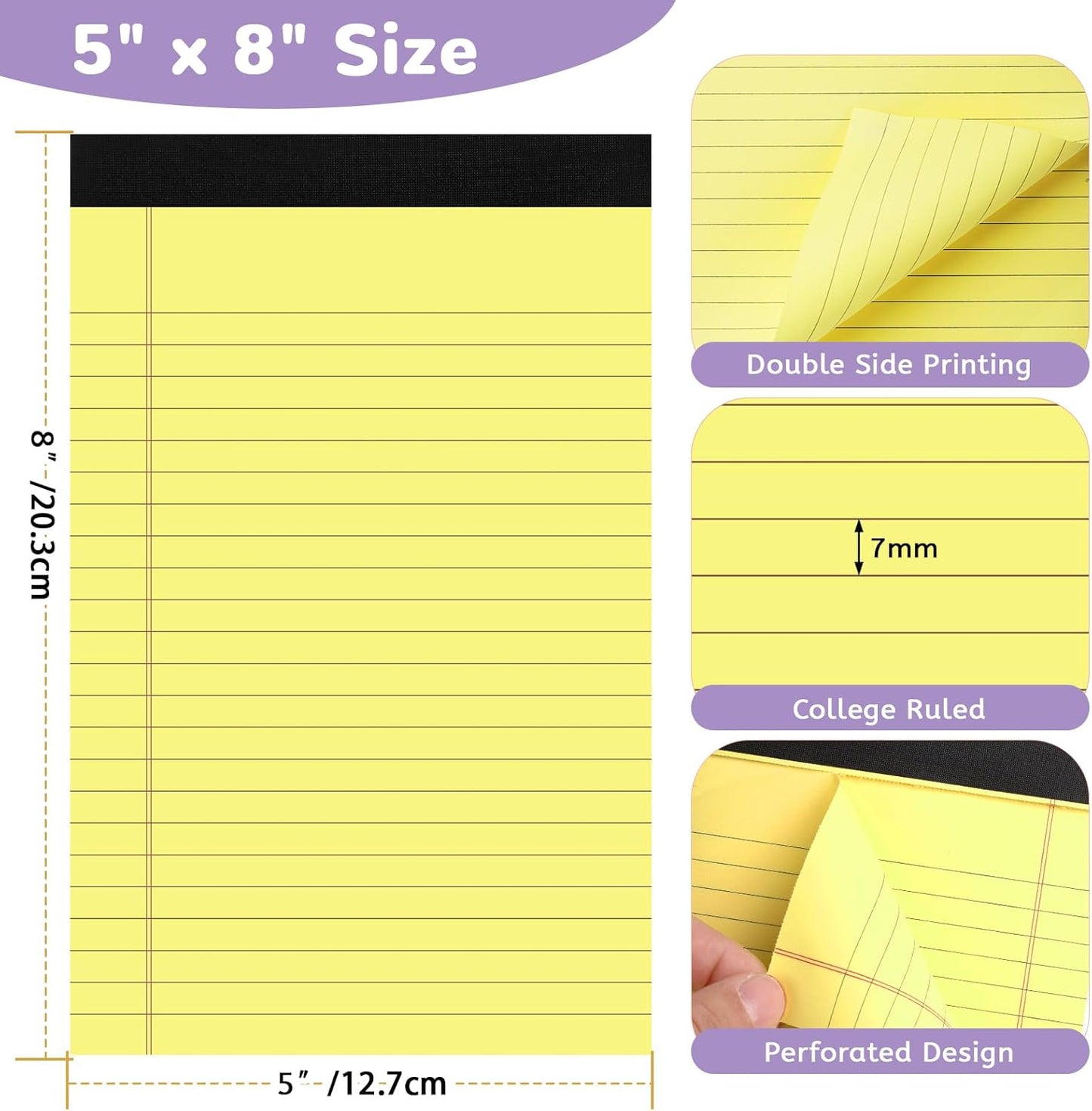 12 Packs Legal Pads 5x8, Totally 360 Sheets Colored Legal Pads 5x8 College Ruled Writing Pads Small Note Pads 30 Sheets/Pad Tablets Lined Notepad for School, Office, To-Do Lists