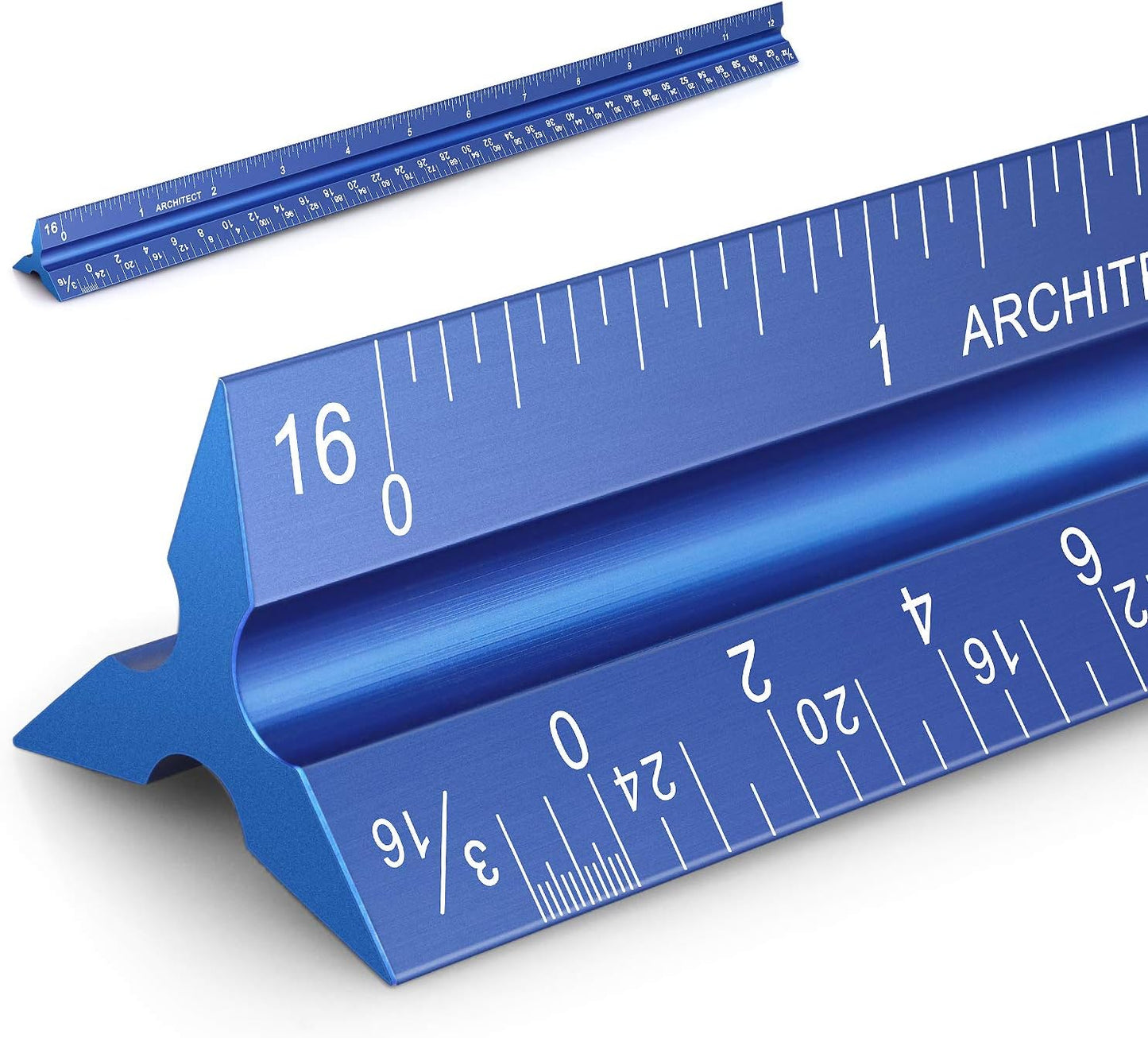 12" Architectural Scale Ruler Aluminum Architect Scale Triangular Scale Ruler for Architects, Draftsman, Students and Engineers, Blue