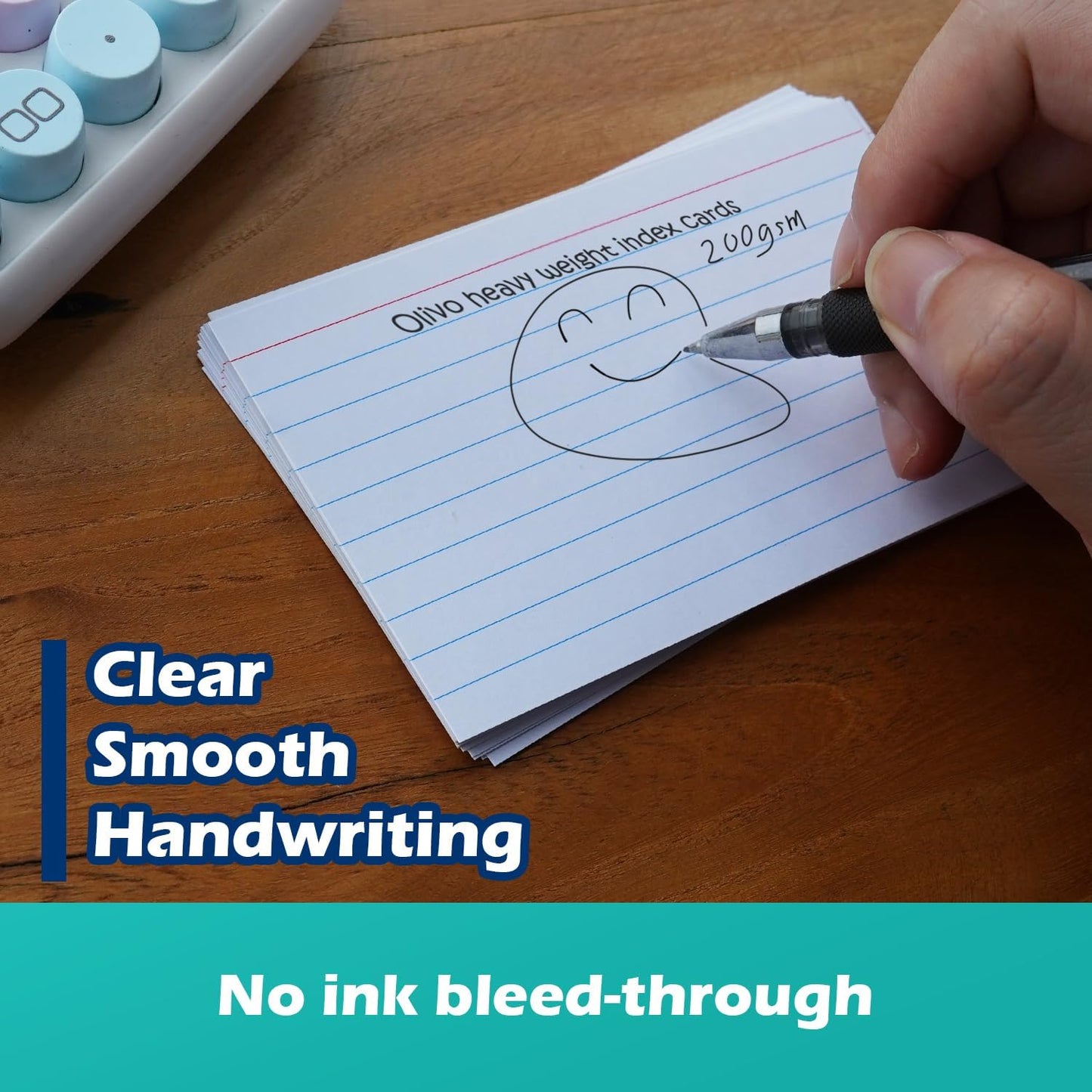 Index Cards 3x5 Lined Ruled Flash Note Cards 3" x 5", White, 100 Count, 200 GSM Heavy Weight