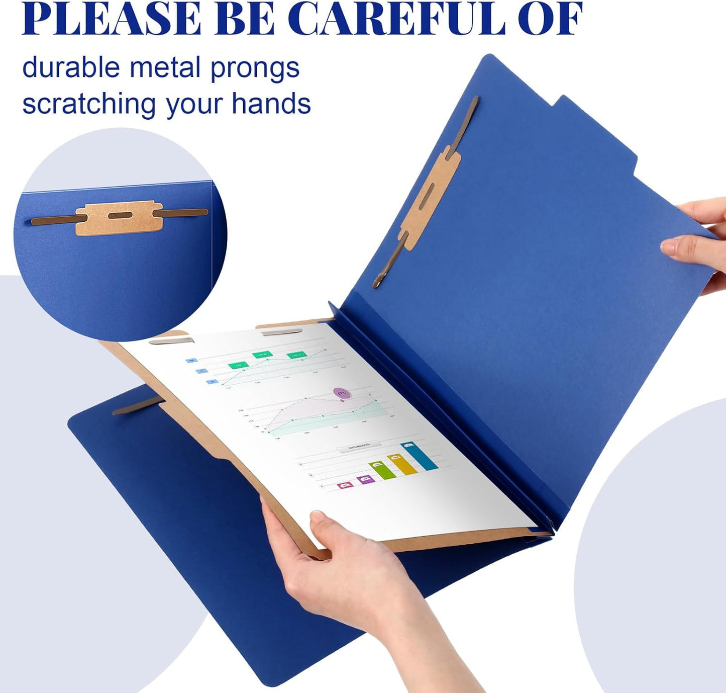 24 Pcs Classification Folders Letter Size, 1 Divider Pressboard File Folder with Fasteners, Expanding File Organizer Bulk for Teachers, Clergy, Office, Church, Christmas Donations (Dark Blue)