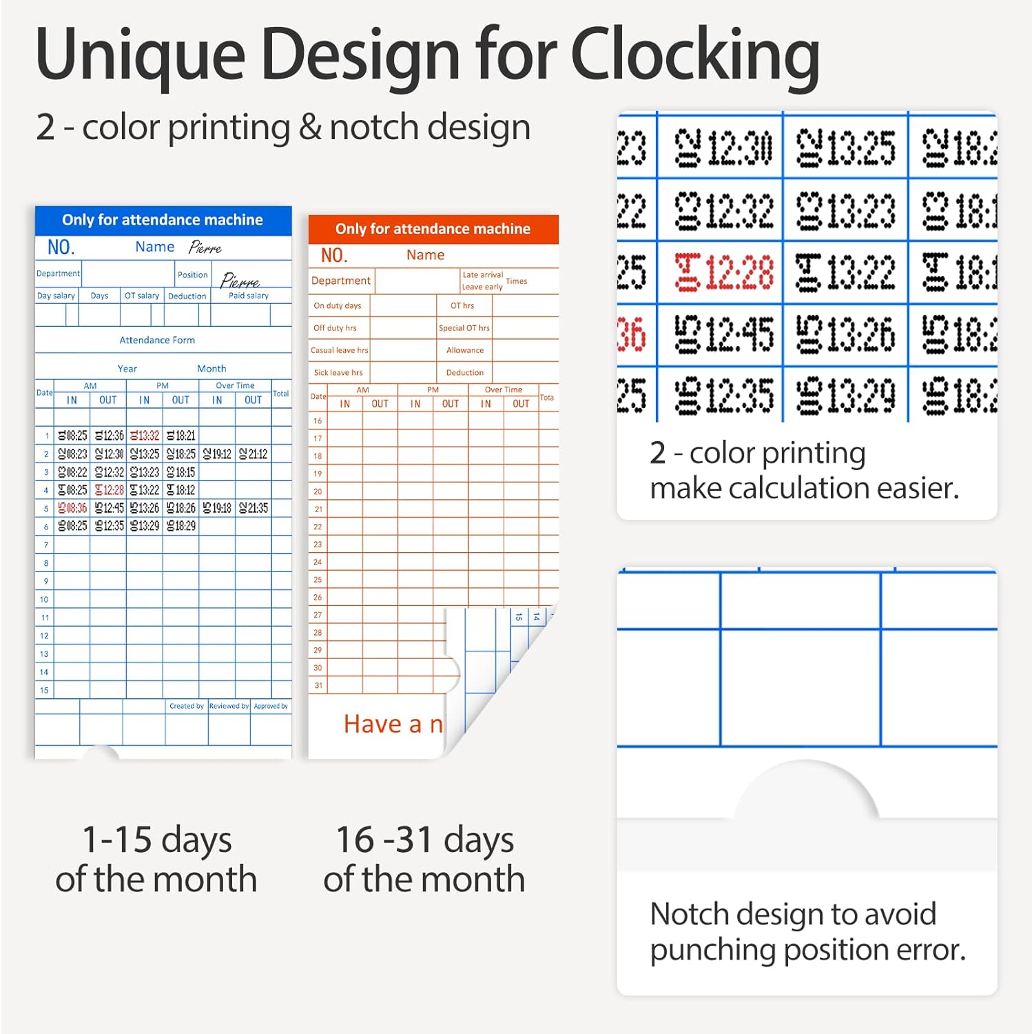 Time Clocks for Employees Small Business, Auto-Align Time Clock, 6 Punches per Day Time Machine, Clock in Machine for Employees with 100 Time Cards, 2 Ink Ribbons and 4 Racks(Military time)