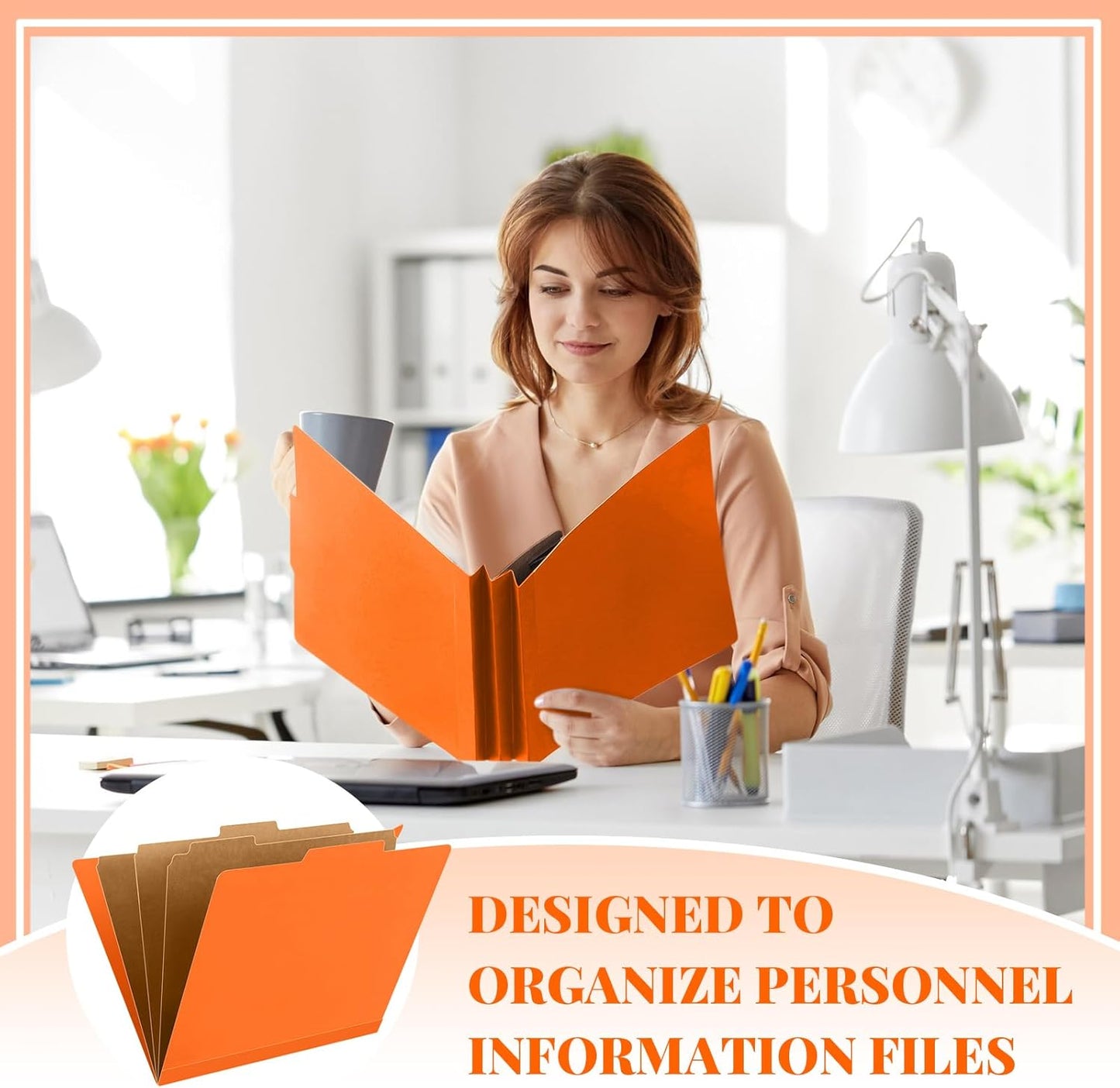 36 Pcs Classification Folders Letter Size, 3 Divider Pressboard File Folder with Fasteners, Expanding File Organizer Bulk for Teachers, Clergy, Office, Church, Christmas Donations (Orange)