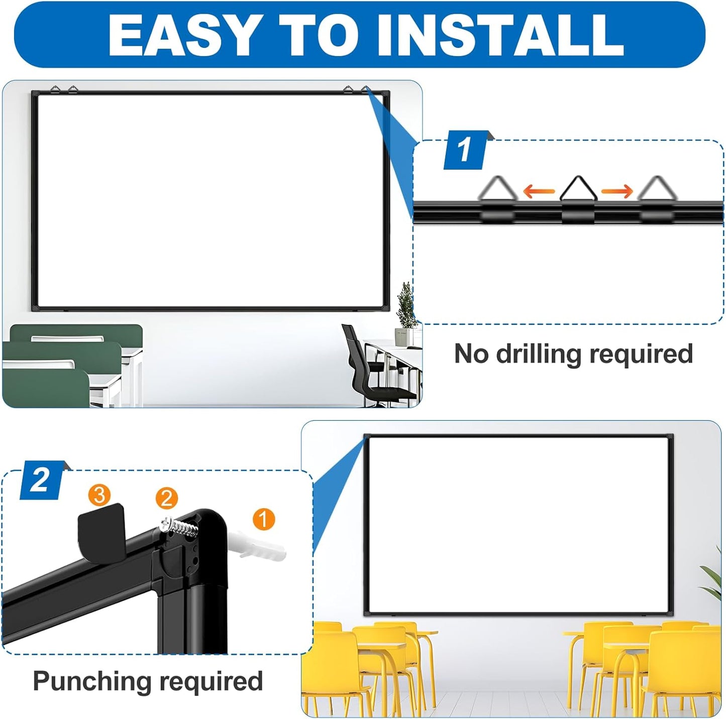 H-Qprobd Large White Board Dry Erase Board for Wall 72"X40" Magnetic Whiteboard with Long Pen Tray, Presentation Dry Erase Boards for Office, Classroom, School, Home