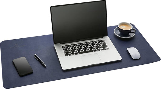 Gallaway Leather Desk Mat,Desk Writing Pad - Office Desk Pad, Large 36" x 17" Navy Blue, Desk Mats on Top of Desks, Gift Ready Elegant Computer Desk Mat Desk Cover Desk Pad Protector PU Leather