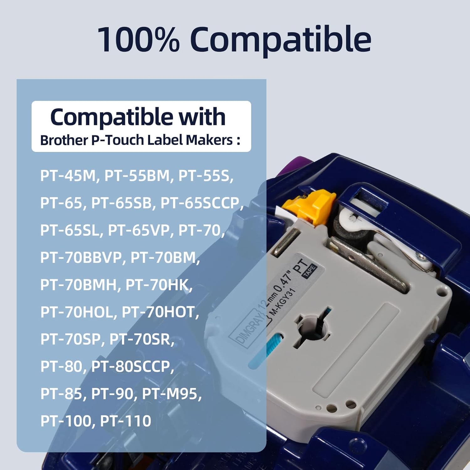 6 Pack Color M-K231 Compatible Label Tape Replacement for Brother P Touch M Tape M231 M-K231s 12mm 0.47 Inch for Brother P-Touch Label Makers PT-M95 PT-90 PT-70 PT-65 PT-85 Label Makers,Black on White