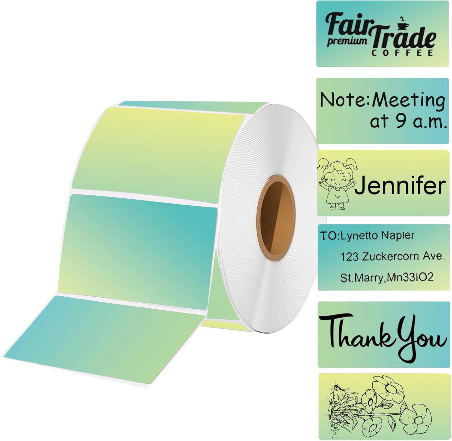 2.25 x 1.25 Thermal Labels, Self-Adhesive Address Shipping Barcode Thermal Stickers,Thermal Printer Labels Compatible with Rollo & Zebra & MUNBYN, 800 Labels for Printer, Gradient Green