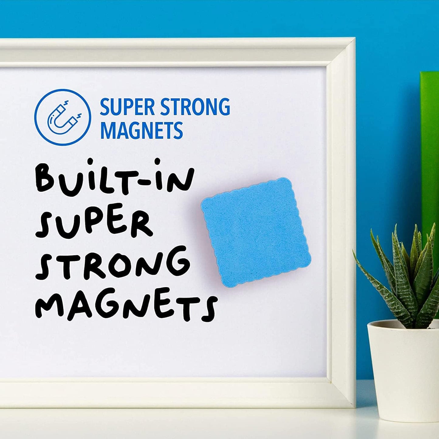 24 Pack Magnetic Whiteboard Dry Erase Erasers Chalkboard Cleansers for Classroom, Home and Office (Sky Blue)
