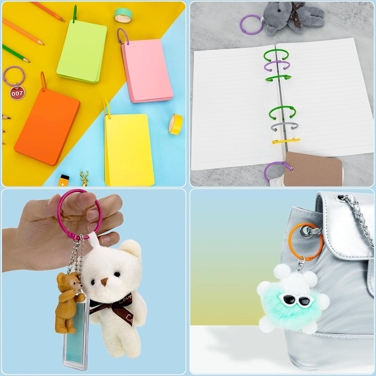 1.8 Inch (36 Pack) Metallic Loose Leaf Binder Rings 45mm Colorful Metal Steel Book Rings Keychain Key Rings Notebook Paper Rings for Index Cards Flash Cards for School Office Home, 9 Colors