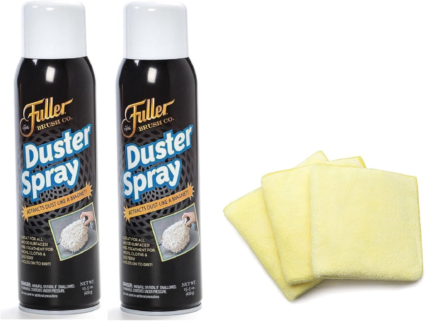 Fuller Brush Duster Sprays with Fuller Brush Dust Grabbing Microfiber Cloths Bundle