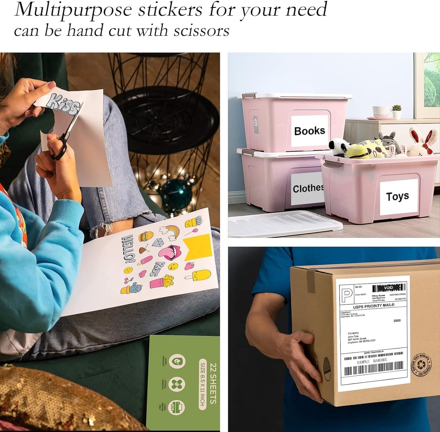 4000 Full Sheets Sticker Paper for Laser & Ink Jet Printers, 8.5" x 11" Full Sheet Address Shipping Label, 4000 Sheets 4000 Labels