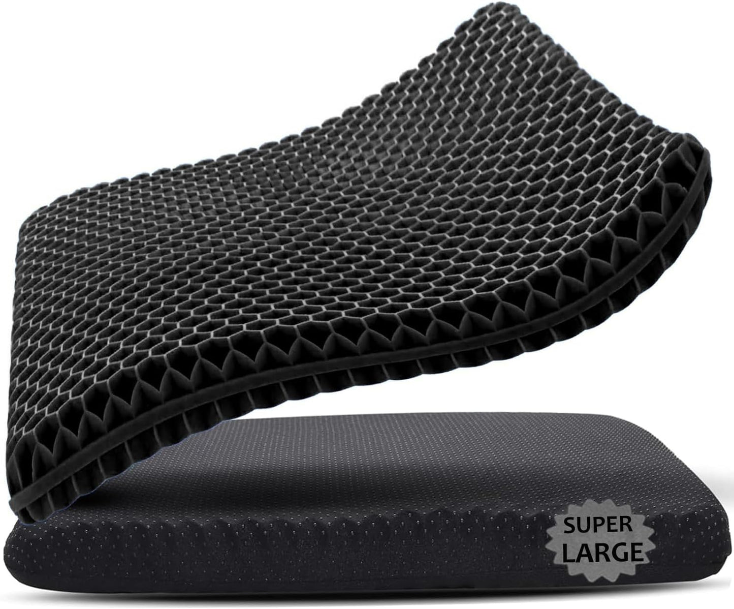 Gel Seat Cushion, 19x19inch Super Large Gel Cushion Pressure Pain Relief Seat Cushion for Long Sitting, Soft Breathable Gel Chair Pads for Home Office Wheelchair Car Seat (Black)