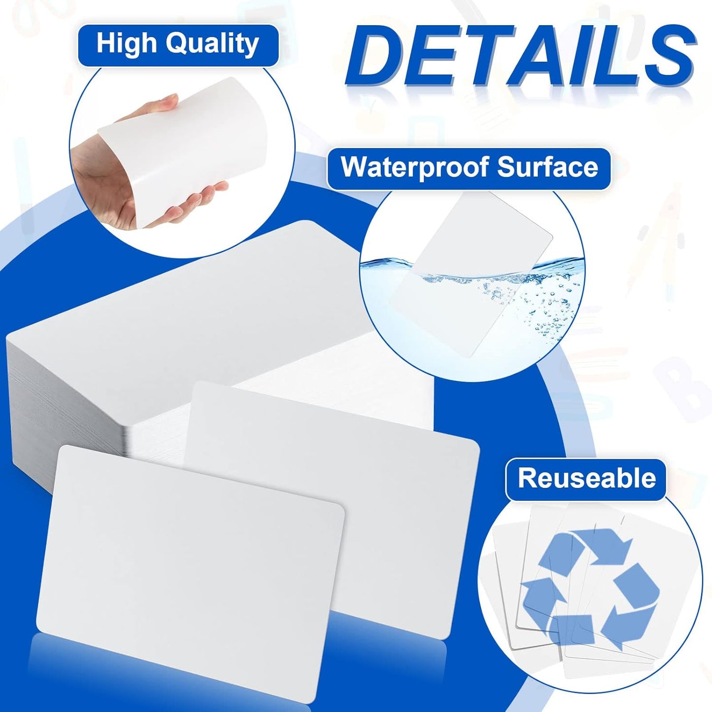 Harloon 100 Pcs Dry Erase Index Cards 4 x 6 Inch Laminated Reusable Dry Erase Note Cards Sheets for Office to Do List (White)